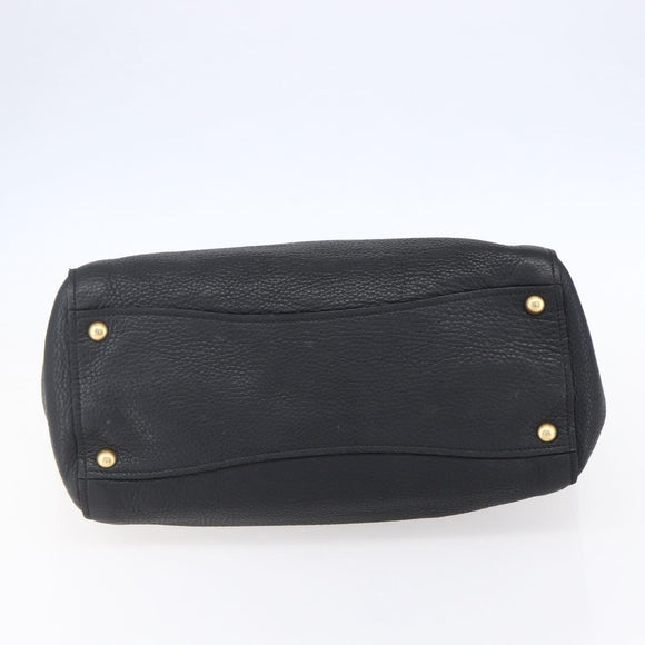 Miu Miu Hand Bag Leather Black Gold Auth mr1548