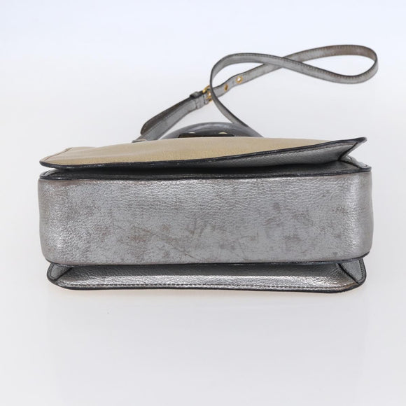 Miu Miu Madras Hand Bag Leather 2way Gold Auth mr1549