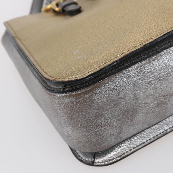 Miu Miu Madras Hand Bag Leather 2way Gold Auth mr1549