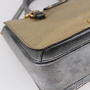 Miu Miu Madras Hand Bag Leather 2way Gold Auth mr1549-18