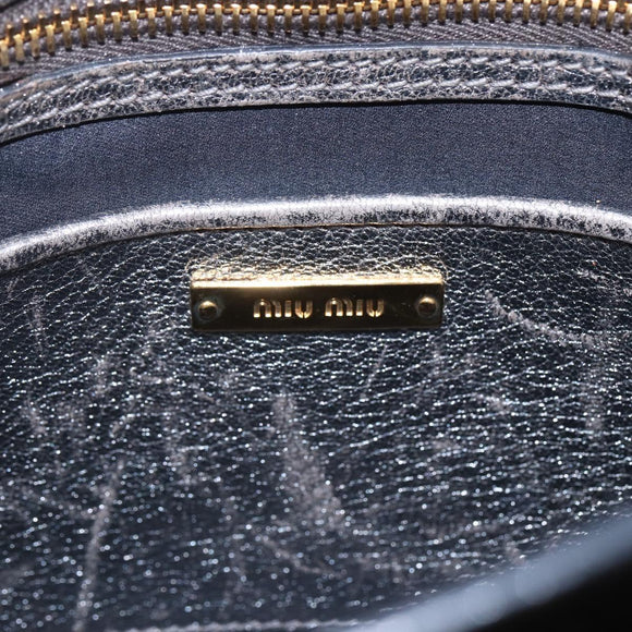 Miu Miu Madras Hand Bag Leather 2way Gold Auth mr1549