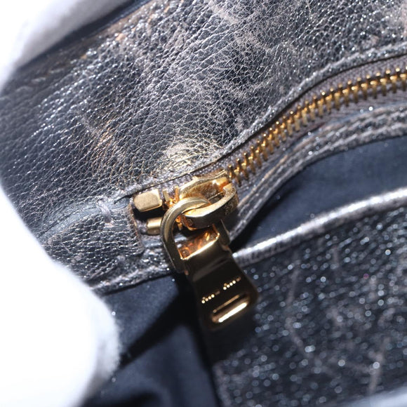 Miu Miu Madras Hand Bag Leather 2way Gold Auth mr1549