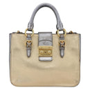 Miu Miu Madras Hand Bag Leather 2way Gold Auth mr1549-13