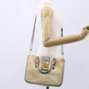 Miu Miu Madras Hand Bag Leather 2way Gold Auth mr1549-26