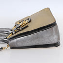 Miu Miu Madras Hand Bag Leather 2way Gold Auth mr1549-3