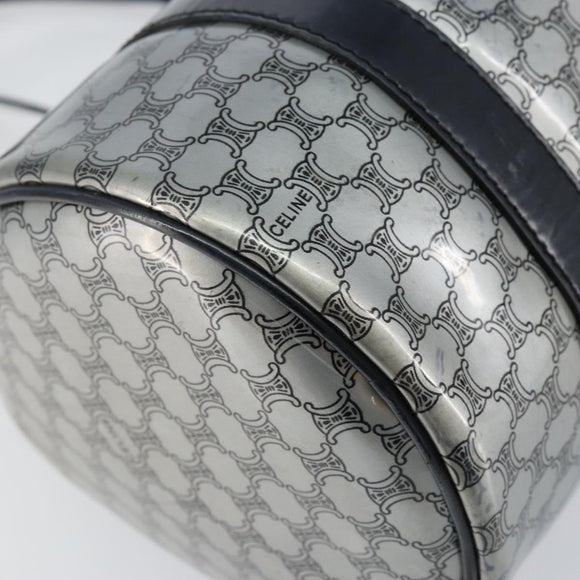 CELINE Hand Bag Enamel Silver Auth mr1550