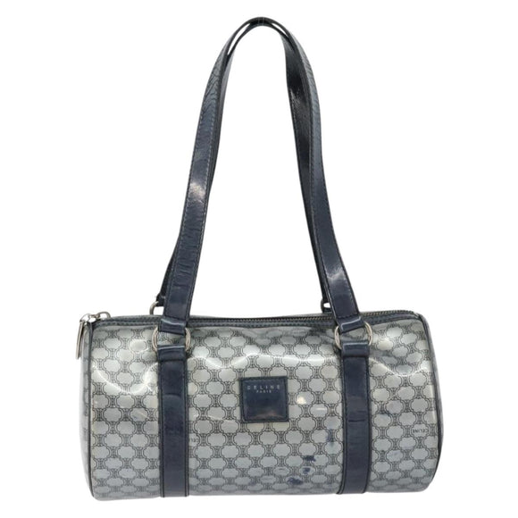 CELINE Hand Bag Enamel Silver Auth mr1550