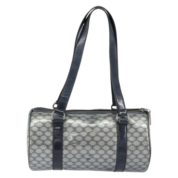 CELINE Hand Bag Enamel Silver Auth mr1550