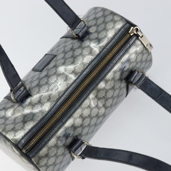 CELINE Hand Bag Enamel Silver Auth mr1550