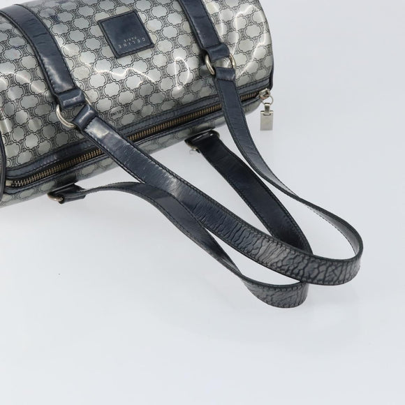 CELINE Hand Bag Enamel Silver Auth mr1550