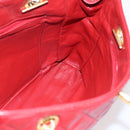 CHANEL Matelasse Chain Shoulder Bag Lamb Skin Red Gold CC Auth mr1552-18