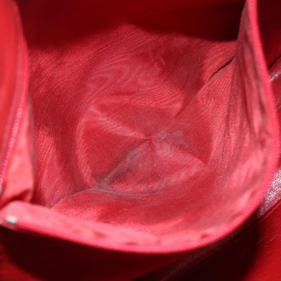 CHANEL Matelasse Chain Shoulder Bag Lamb Skin Red Gold CC Auth mr1552