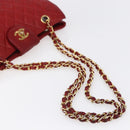 CHANEL Matelasse Chain Shoulder Bag Lamb Skin Red Gold CC Auth mr1552-7