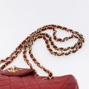 CHANEL Matelasse Chain Shoulder Bag Lamb Skin Red Gold CC Auth mr1552-8