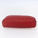 CHANEL Matelasse Chain Shoulder Bag Lamb Skin Red Gold CC Auth mr1552-5