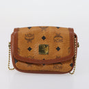 MCM Logogram Vicetos Hand Bag PVC Leather 2 Set Brown Gold Auth mr1553-11