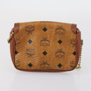 MCM Logogram Vicetos Hand Bag PVC Leather 2 Set Brown Gold Auth mr1553-12