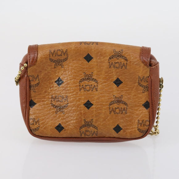 MCM Logogram Vicetos Hand Bag PVC Leather 2 Set Brown Gold Auth mr1553