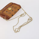 MCM Logogram Vicetos Hand Bag PVC Leather 2 Set Brown Gold Auth mr1553-14