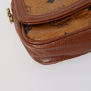 MCM Logogram Vicetos Hand Bag PVC Leather 2 Set Brown Gold Auth mr1553-17