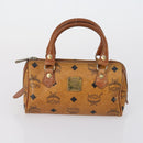 MCM Logogram Vicetos Hand Bag PVC Leather 2 Set Brown Gold Auth mr1553-2