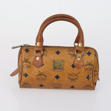 MCM Logogram Vicetos Hand Bag PVC Leather 2 Set Brown Gold Auth mr1553 - 0
