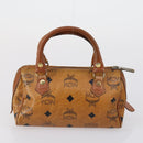 MCM Logogram Vicetos Hand Bag PVC Leather 2 Set Brown Gold Auth mr1553-3