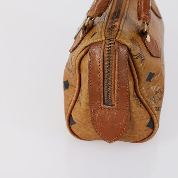 MCM Logogram Vicetos Hand Bag PVC Leather 2 Set Brown Gold Auth mr1553