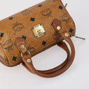 MCM Logogram Vicetos Hand Bag PVC Leather 2 Set Brown Gold Auth mr1553-5