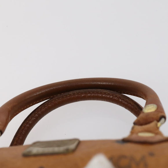 MCM Logogram Vicetos Hand Bag PVC Leather 2 Set Brown Gold Auth mr1553