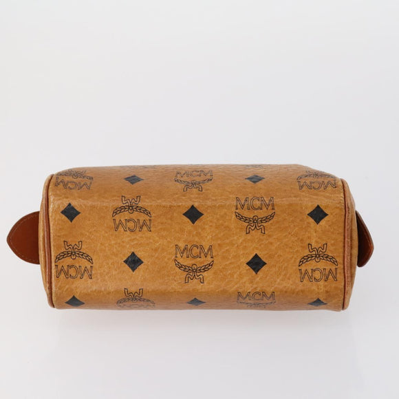 MCM Logogram Vicetos Hand Bag PVC Leather 2 Set Brown Gold Auth mr1553