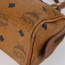 MCM Logogram Vicetos Hand Bag PVC Leather 2 Set Brown Gold Auth mr1553-8
