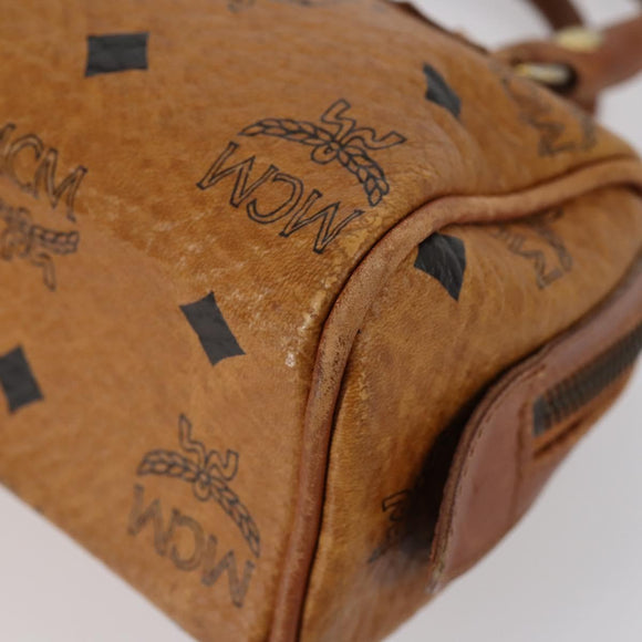 MCM Logogram Vicetos Hand Bag PVC Leather 2 Set Brown Gold Auth mr1553