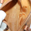 MCM Logogram Vicetos Hand Bag PVC Leather 2 Set Brown Gold Auth mr1553-9