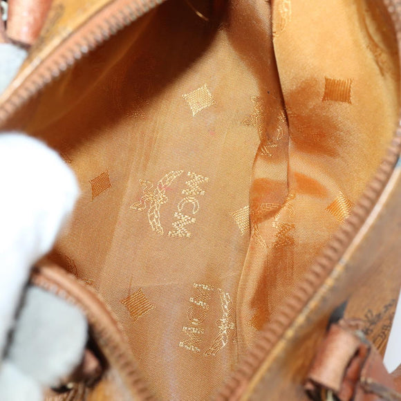 MCM Logogram Vicetos Hand Bag PVC Leather 2 Set Brown Gold Auth mr1553