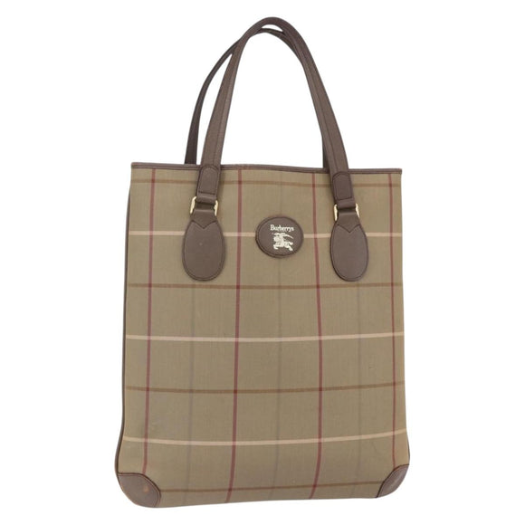 Burberrys Nova Check Tote Bag Canvas Beige Gold Auth mr1554