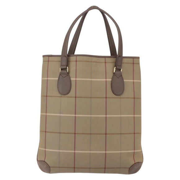 Burberrys Nova Check Tote Bag Canvas Beige Gold Auth mr1554