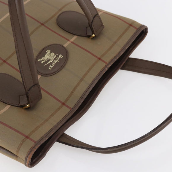 Burberrys Nova Check Tote Bag Canvas Beige Gold Auth mr1554