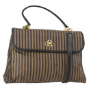 FENDI Pecan Canvas Hand Bag 2way Black Brown Auth mr1555-1