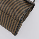 FENDI Pecan Canvas Hand Bag 2way Black Brown Auth mr1555-9
