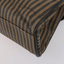 FENDI Pecan Canvas Hand Bag 2way Black Brown Auth mr1555-16