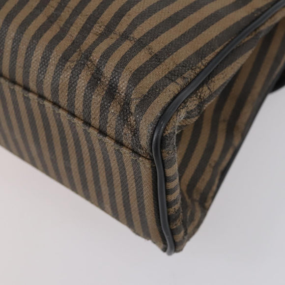 FENDI Pecan Canvas Hand Bag 2way Black Brown Auth mr1555