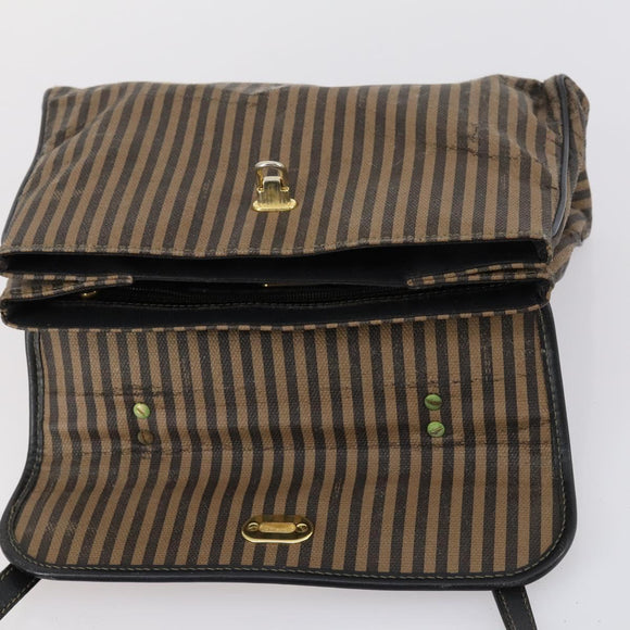 FENDI Pecan Canvas Hand Bag 2way Black Brown Auth mr1555