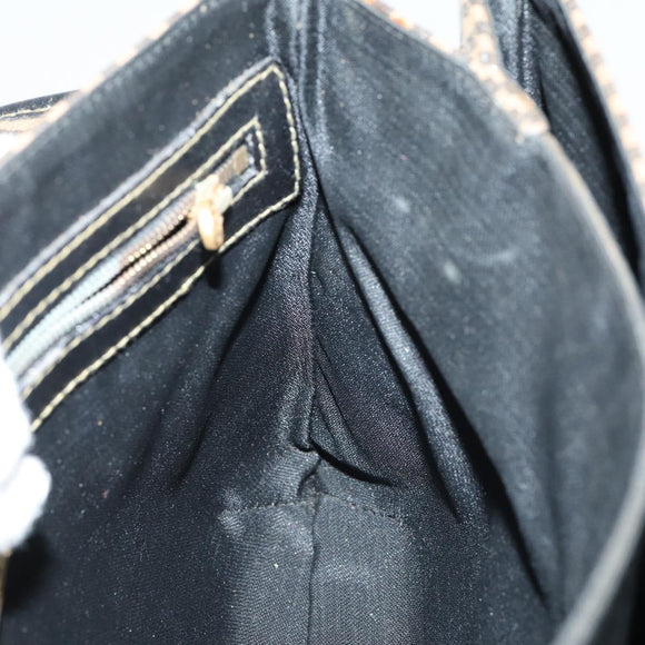 FENDI Pecan Canvas Hand Bag 2way Black Brown Auth mr1555