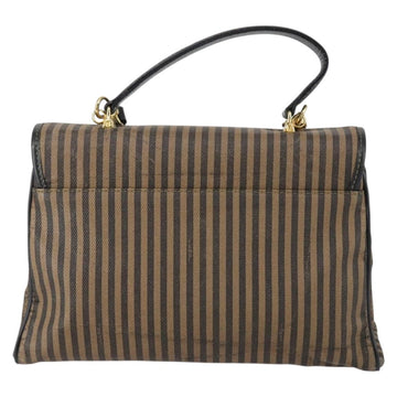 FENDI Pecan Canvas Hand Bag 2way Black Brown Auth mr1555 - 0