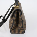 FENDI Pecan Canvas Hand Bag 2way Black Brown Auth mr1555-3