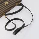 FENDI Pecan Canvas Hand Bag 2way Black Brown Auth mr1555-6