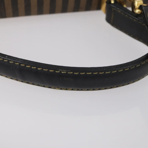 FENDI Pecan Canvas Hand Bag 2way Black Brown Auth mr1555