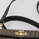 FENDI Pecan Canvas Hand Bag 2way Black Brown Auth mr1555-14