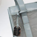 GUCCI mesh Hand Bag Nylon Light Blue Silver Auth mr1557-15
